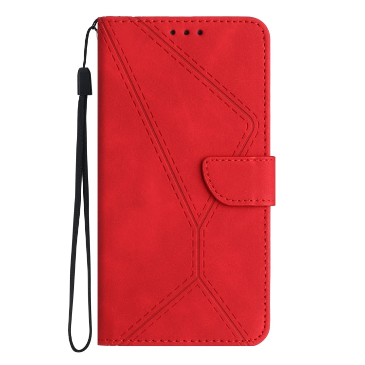 For Xiaomi Redmi Note 12 4G Stitching Embossed Leather Phone Case(Red) - Note 12 Cases by buy2fix | Online Shopping UK | buy2fix