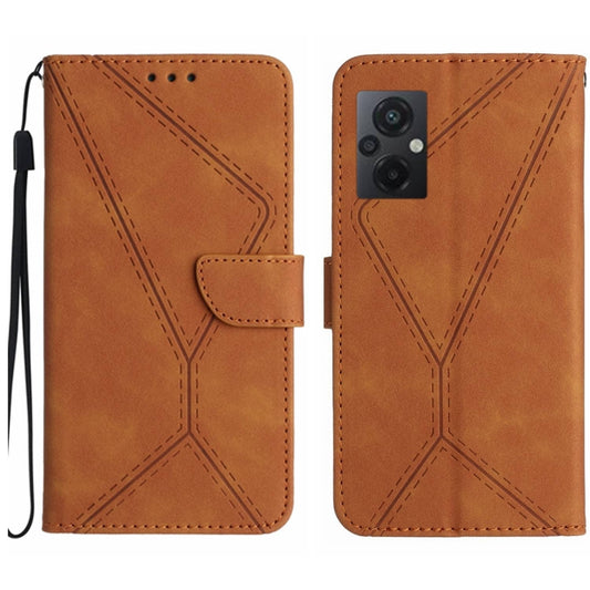 For Xiaomi POCO M5 / M4 5G Stitching Embossed Leather Phone Case(Brown) - Xiaomi Cases by buy2fix | Online Shopping UK | buy2fix