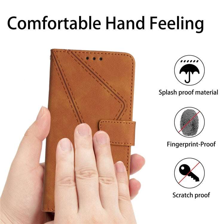 For Xiaomi Redmi A1+ / A2+ Stitching Embossed Leather Phone Case(Brown) - Xiaomi Cases by buy2fix | Online Shopping UK | buy2fix