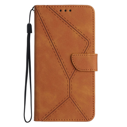 For Xiaomi Redmi 12 4G Global Stitching Embossed Leather Phone Case(Brown) - Xiaomi Cases by buy2fix | Online Shopping UK | buy2fix