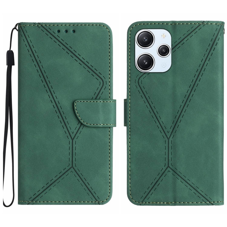 For Xiaomi Redmi 12 4G Global Stitching Embossed Leather Phone Case(Green) - Xiaomi Cases by buy2fix | Online Shopping UK | buy2fix