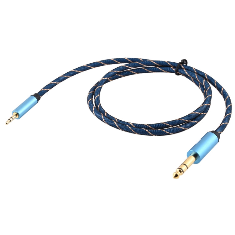 EMK 3.5mm Jack Male to 6.35mm Jack Male Gold Plated Connector Nylon Braid AUX Cable for Computer / X-BOX / PS3 / CD / DVD, Cable Length:1m(Dark Blue) - Audio Optical Cables by EMK | Online Shopping UK | buy2fix