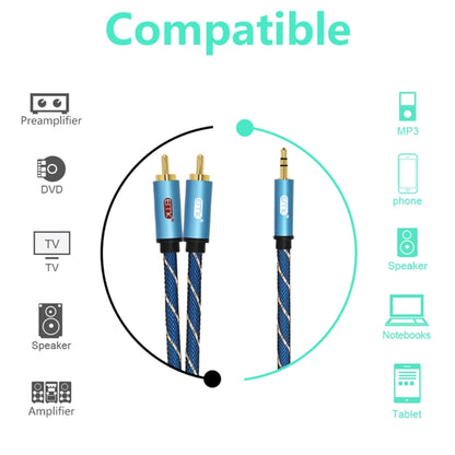 EMK 3.5mm Jack Male to 2 x RCA Male Gold Plated Connector Speaker Audio Cable, Cable Length:5m(Dark Blue) - Audio Optical Cables by EMK | Online Shopping UK | buy2fix