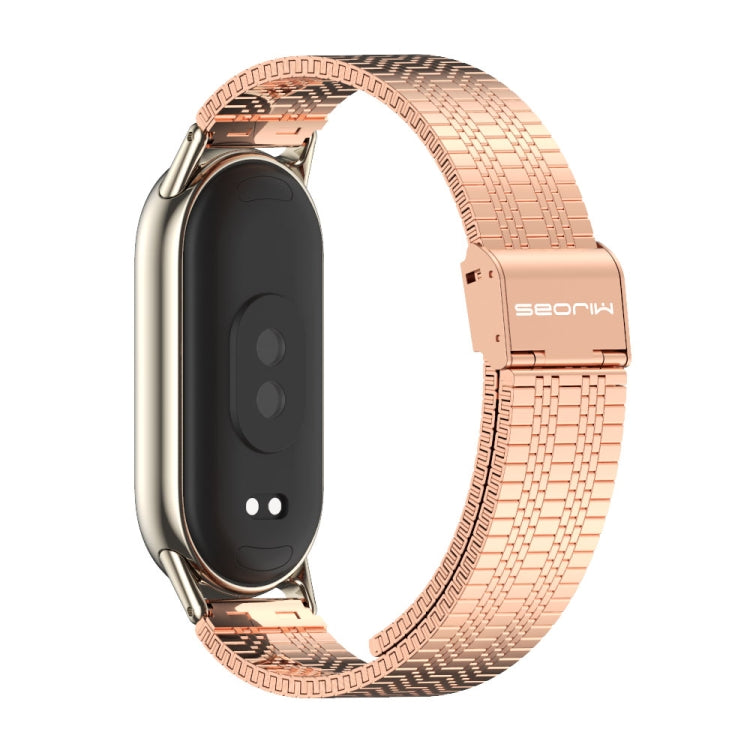 For Xiaomi Mi Band 8 / 9 / 9 NFC Mijobs Stainless Steel Metal Watch Band(Rose Gold+Light Gold) - Watch Bands by MIJOBS | Online Shopping UK | buy2fix