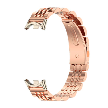 For Xiaomi Mi Band 8 / 9 / 9 NFC Mijobs Seven Bead Stainless Steel Watch Band(Rose Gold+Light Gold) - Watch Bands by MIJOBS | Online Shopping UK | buy2fix