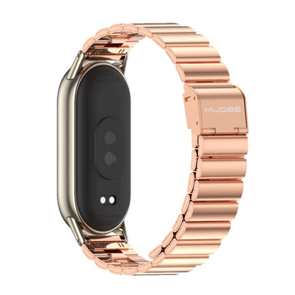 For Xiaomi Mi Band 8 / 9 / 9 NFC Mijobs Bamboo Buckle Stainless Steel Watch Band(Rose Gold+Light Gold) - Watch Bands by MIJOBS | Online Shopping UK | buy2fix