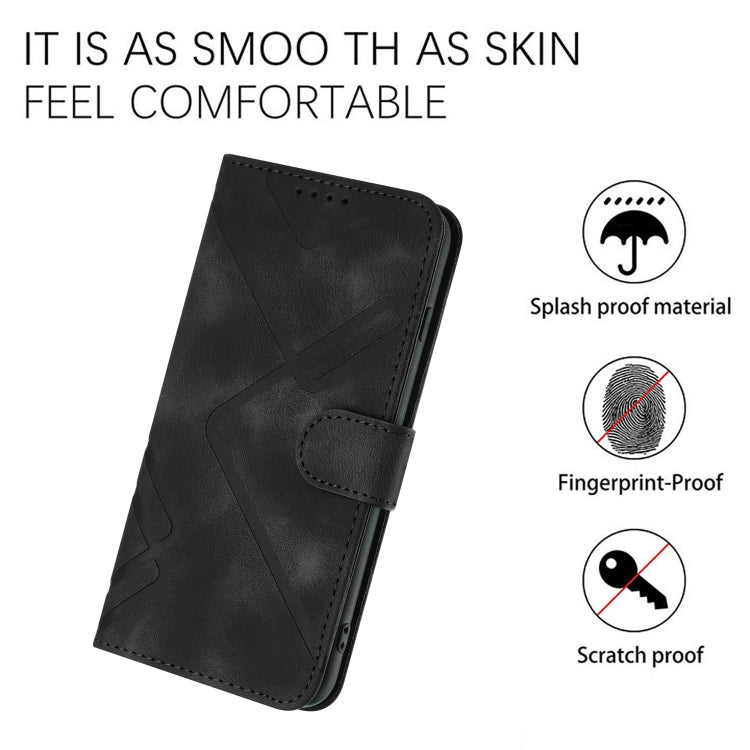 For Honor 8S Line Pattern Skin Feel Leather Phone Case(Black) - Honor Cases by buy2fix | Online Shopping UK | buy2fix