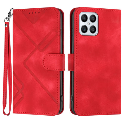 For Honor X8 4G/X30i/Play6T Pro Line Pattern Skin Feel Leather Phone Case(Red) - Honor Cases by buy2fix | Online Shopping UK | buy2fix