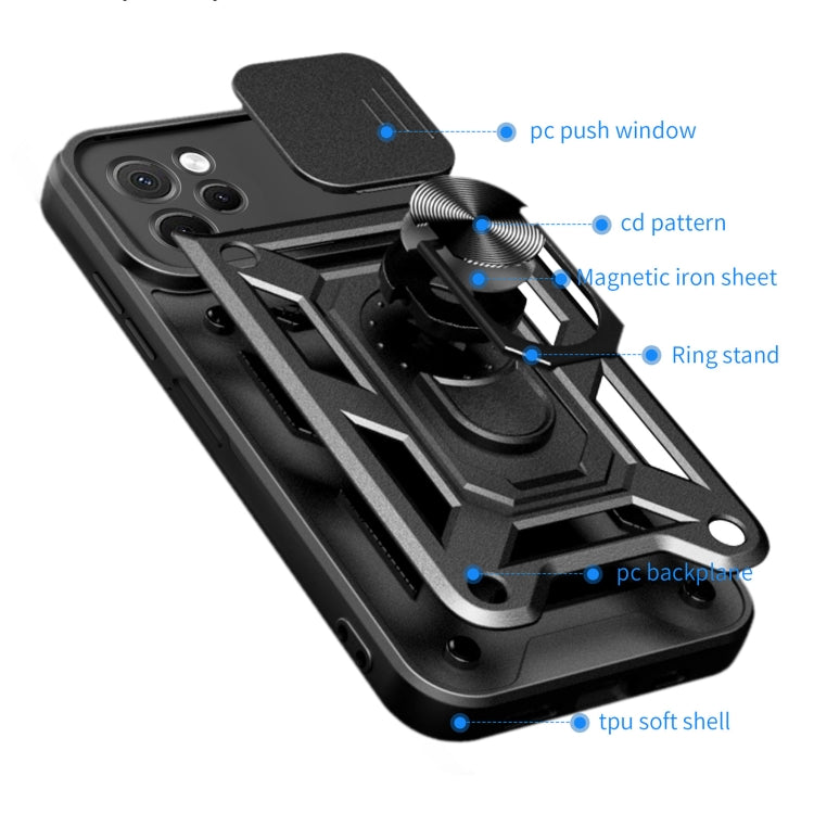 For Huawei nova Y61 Sliding Camera Cover Design TPU+PC Phone Case(Black) - Huawei Cases by buy2fix | Online Shopping UK | buy2fix