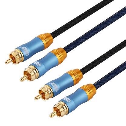 EMK 2 x RCA Male to 2 x RCA Male Gold Plated Connector Nylon Braid Coaxial Audio Cable for TV / Amplifier / Home Theater / DVD, Cable Length:3m(Dark Blue) - Audio Optical Cables by EMK | Online Shopping UK | buy2fix