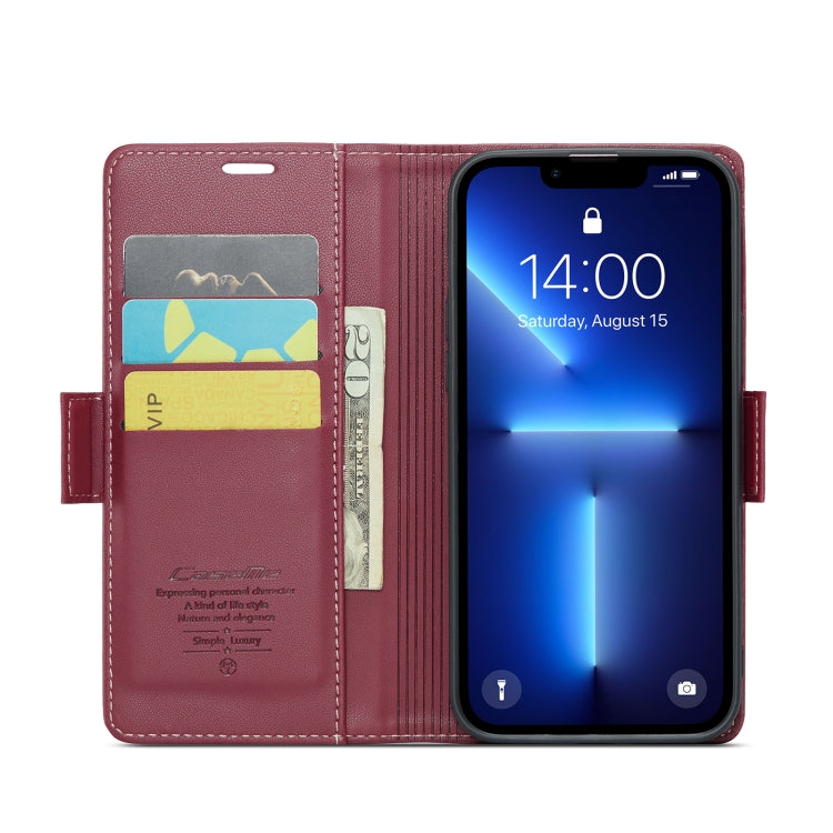 For iPhone 13 Pro Max CaseMe 023 Butterfly Buckle Litchi Texture RFID Anti-theft Leather Phone Case(Wine Red) - iPhone 13 Pro Max Cases by CaseMe | Online Shopping UK | buy2fix