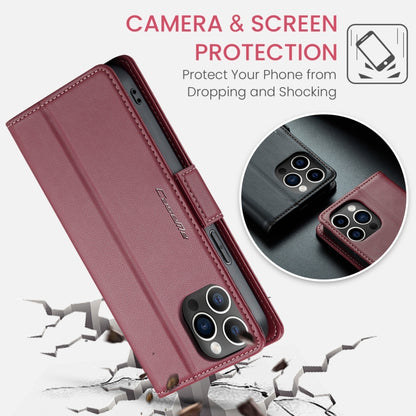 For iPhone 12 Pro Max CaseMe 023 Butterfly Buckle Litchi Texture RFID Anti-theft Leather Phone Case(Wine Red) - iPhone 12 Pro Max Cases by CaseMe | Online Shopping UK | buy2fix