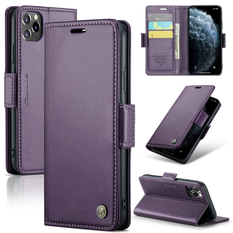 For iPhone 11 Pro Max CaseMe 023 Butterfly Buckle Litchi Texture RFID Anti-theft Leather Phone Case(Pearly Purple) - iPhone 11 Pro Max Cases by CaseMe | Online Shopping UK | buy2fix