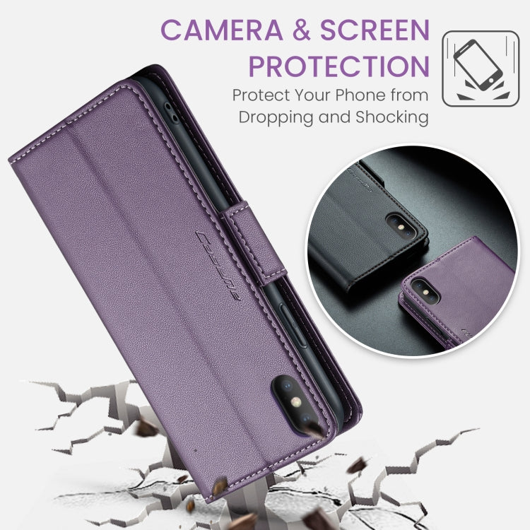 For iPhone XS Max CaseMe 023 Butterfly Buckle Litchi Texture RFID Anti-theft Leather Phone Case(Pearly Purple) - More iPhone Cases by CaseMe | Online Shopping UK | buy2fix