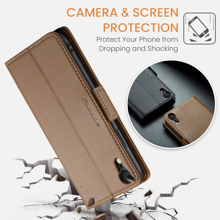 For iPhone XR CaseMe 023 Butterfly Buckle Litchi Texture RFID Anti-theft Leather Phone Case(Brown) - More iPhone Cases by CaseMe | Online Shopping UK | buy2fix