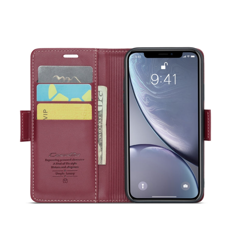 For iPhone XR CaseMe 023 Butterfly Buckle Litchi Texture RFID Anti-theft Leather Phone Case(Wine Red) - More iPhone Cases by CaseMe | Online Shopping UK | buy2fix