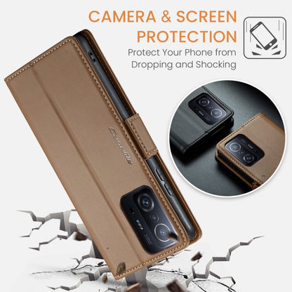 For Xiaomi 11T / 11T Pro CaseMe 023 Butterfly Buckle Litchi Texture RFID Anti-theft Leather Phone Case(Brown) - Xiaomi Cases by CaseMe | Online Shopping UK | buy2fix