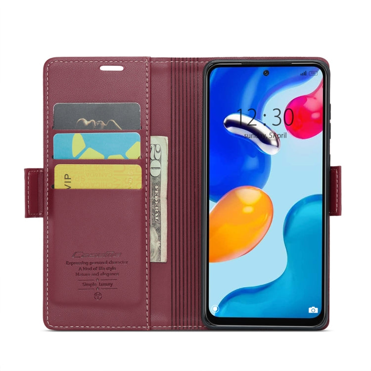 For Xiaomi Redmi Note 11 4G Global/Note 11S Global CaseMe 023 Butterfly Buckle Litchi Texture RFID Anti-theft Leather Phone Case(Wine Red) - Xiaomi Cases by CaseMe | Online Shopping UK | buy2fix