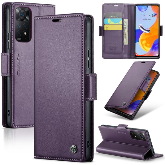 CaseMe 023 Butterfly Buckle Litchi Texture RFID Anti-theft Leather Phone Case For Xiaomi Redmi Note 11 Pro 5G Global/Redmi Note 11 Pro Global(Pearly Purple) - Redmi Note 11 Pro Case by CaseMe | Online Shopping UK | buy2fix