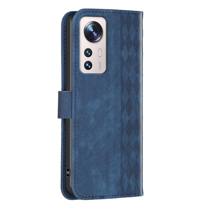 For Xiaomi 12 Lite Plaid Embossed Leather Phone Case(Blue) - Xiaomi Cases by buy2fix | Online Shopping UK | buy2fix