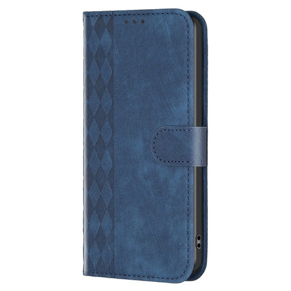 For Xiaomi Redmi 10 5G / Note 11E Plaid Embossed Leather Phone Case(Blue) - Xiaomi Cases by buy2fix | Online Shopping UK | buy2fix