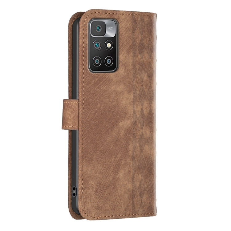 For Xiaomi Redmi 10 2022 Plaid Embossed Leather Phone Case(Brown) - Xiaomi Cases by buy2fix | Online Shopping UK | buy2fix