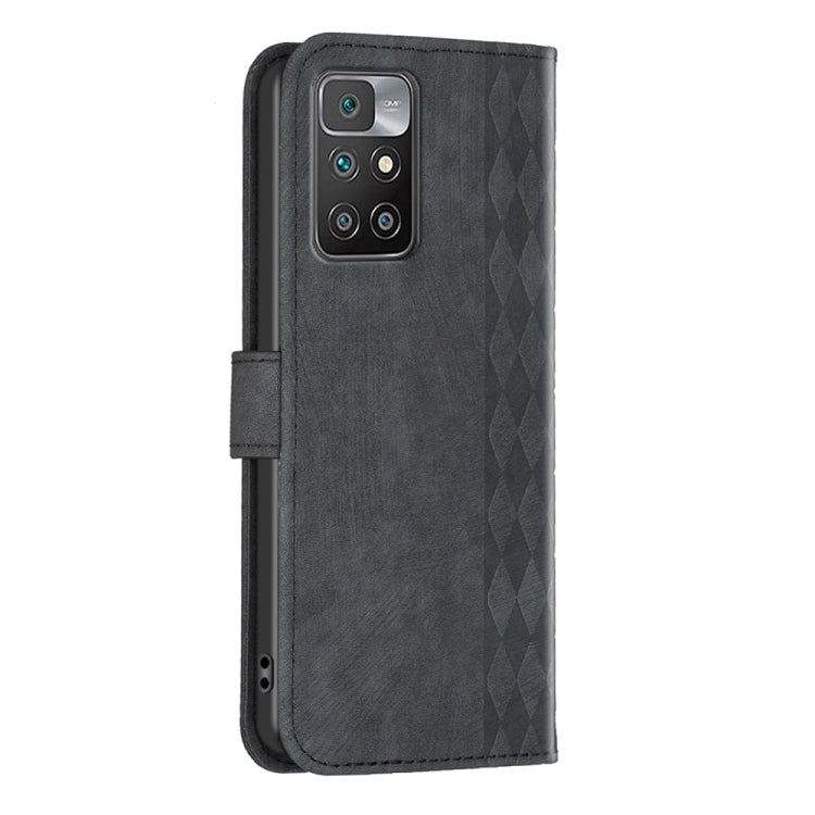 For Xiaomi Redmi 10 2022 Plaid Embossed Leather Phone Case(Black) - Xiaomi Cases by buy2fix | Online Shopping UK | buy2fix