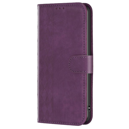 For Xiaomi Poco F5 5G / Redmi Note 12 Turbo Plaid Embossed Leather Phone Case(Purple) - Xiaomi Cases by buy2fix | Online Shopping UK | buy2fix