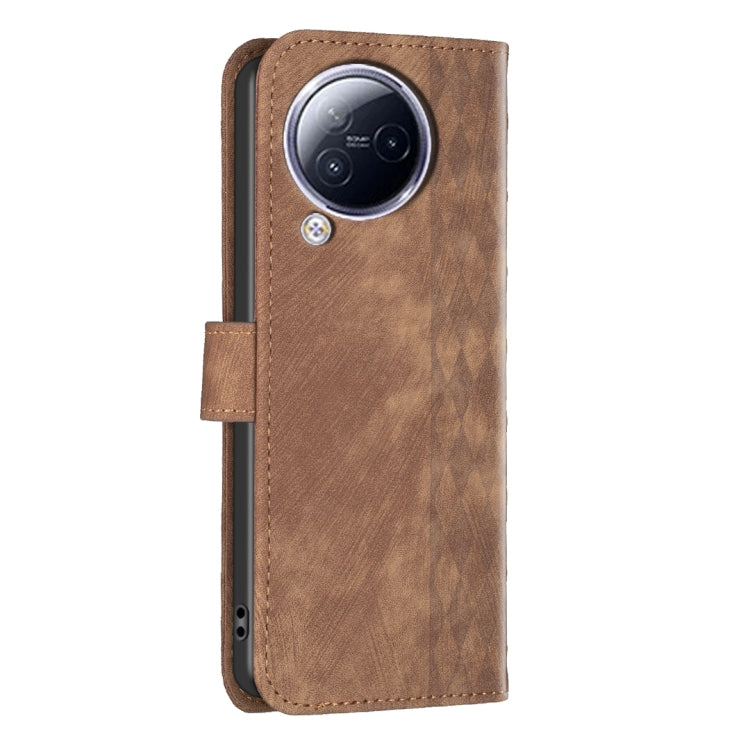 For Xiaomi Civi 3 5G Plaid Embossed Leather Phone Case(Brown) - Xiaomi Cases by buy2fix | Online Shopping UK | buy2fix