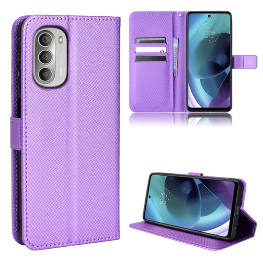 For Motorola Moto G52J 5G Diamond Texture Leather Phone Case(Purple) - Motorola Cases by buy2fix | Online Shopping UK | buy2fix