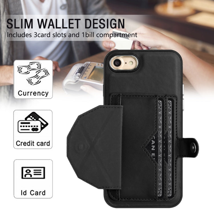 For iPhone SE 2022/SE 2020/6/7/8 Shockproof Leather Phone Case with Card Holder(Black) - iPhone SE 2022 / 2020 / 8 / 7 Cases by buy2fix | Online Shopping UK | buy2fix