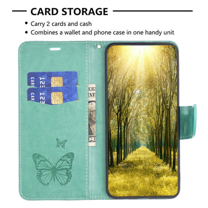 For Xiaomi Redmi 12 4G Two Butterflies Embossing Leather Phone Case(Green) - Xiaomi Cases by buy2fix | Online Shopping UK | buy2fix