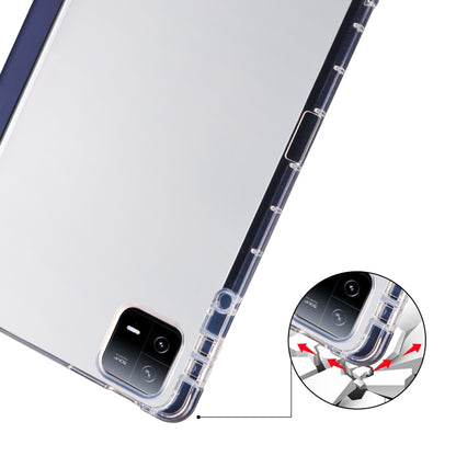 For Xiaomi Pad 6 / 6 Pro 3-fold Clear TPU Smart Leather Tablet Case with Pen Slot(Dark Blue) -  by buy2fix | Online Shopping UK | buy2fix