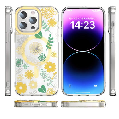 For iPhone 12 MagSafe Magnetic TPU Phone Case(Yellow Chrysanthemum) - iPhone 12 / 12 Pro Cases by buy2fix | Online Shopping UK | buy2fix