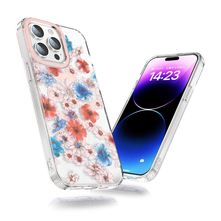 For iPhone 12 MagSafe Magnetic TPU Phone Case(White Blue Flower) - iPhone 12 / 12 Pro Cases by buy2fix | Online Shopping UK | buy2fix