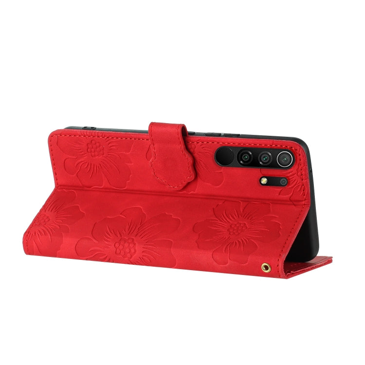 For Xiaomi Redmi 9 Flower Embossing Pattern Leather Phone Case(Red) - Xiaomi Cases by buy2fix | Online Shopping UK | buy2fix