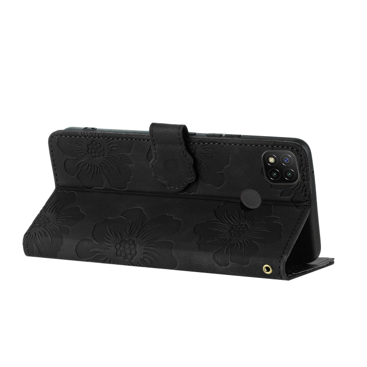 For Xiaomi Redmi 9C Flower Embossing Pattern Leather Phone Case(Black) - Xiaomi Cases by buy2fix | Online Shopping UK | buy2fix