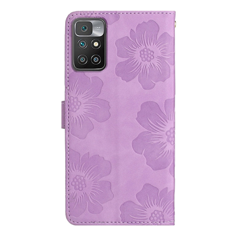 For Xiaomi Redmi 10 2022 Flower Embossing Pattern Leather Phone Case(Purple) - Xiaomi Cases by buy2fix | Online Shopping UK | buy2fix