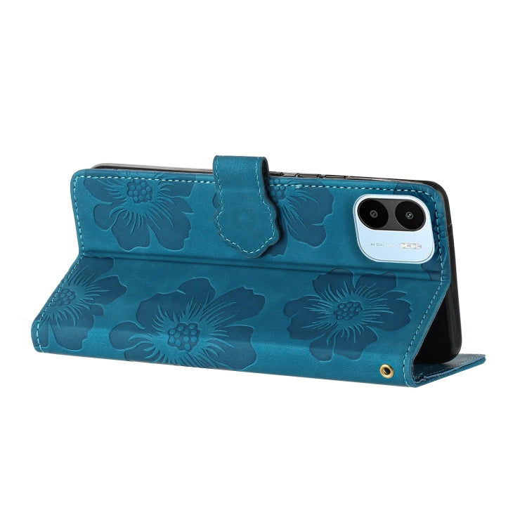 For Xiaomi Redmi A1 Flower Embossing Pattern Leather Phone Case(Blue) - Xiaomi Cases by buy2fix | Online Shopping UK | buy2fix