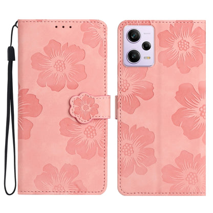 For Xiaomi Redmi Note 12 Pro 5G Flower Embossing Pattern Leather Phone Case(Pink) - Note 12 Pro Cases by buy2fix | Online Shopping UK | buy2fix