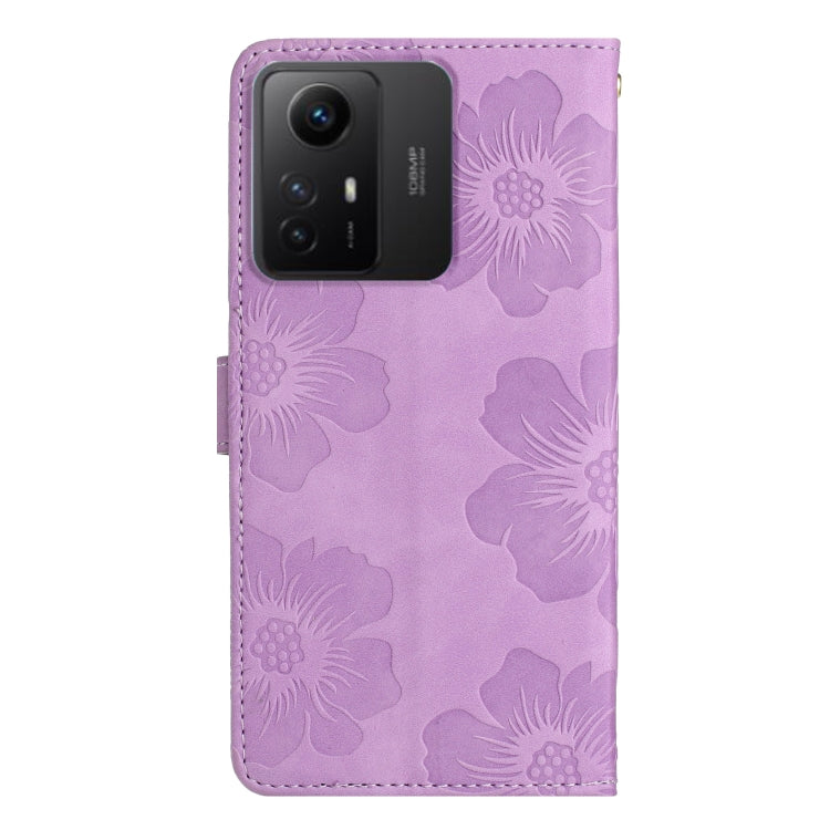 For Xiaomi Redmi Note 12S Flower Embossing Pattern Leather Phone Case(Purple) - Xiaomi Cases by buy2fix | Online Shopping UK | buy2fix