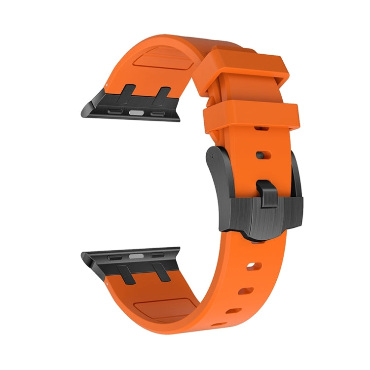 AP Silicone Watch Band For Apple Watch 9 41mm(Black Orange) - Watch Bands by buy2fix | Online Shopping UK | buy2fix