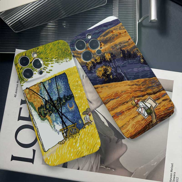 For iPhone 14 Pro Precise Hole Oil Painting Pattern PC Phone Case(Train) - iPhone 14 Pro Cases by buy2fix | Online Shopping UK | buy2fix