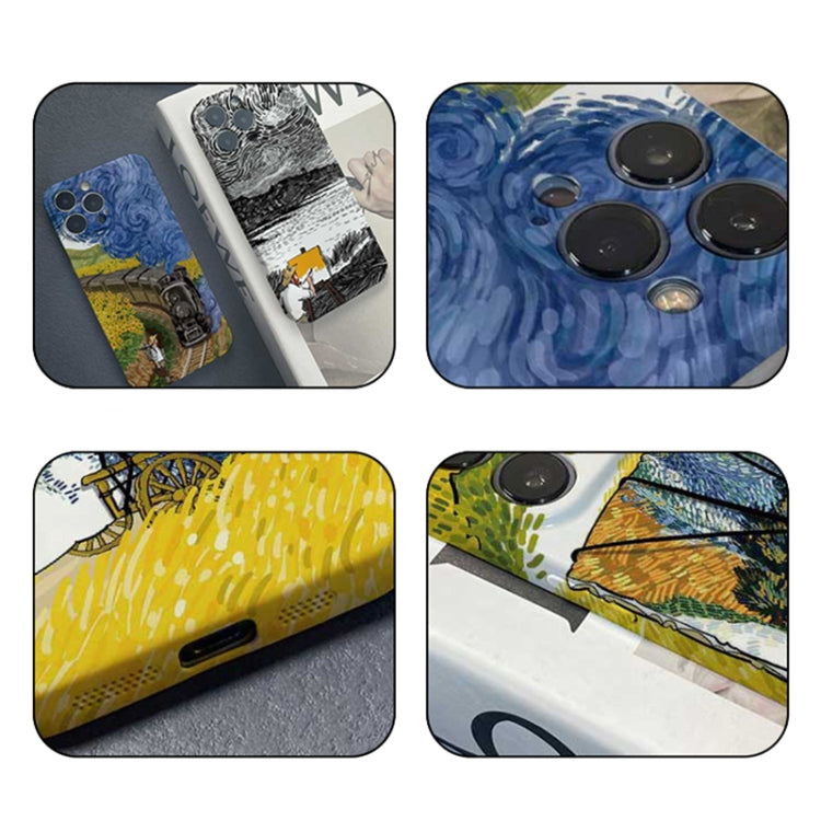 For iPhone 13 Pro Precise Hole Oil Painting Pattern PC Phone Case(Train) - iPhone 13 Pro Cases by buy2fix | Online Shopping UK | buy2fix
