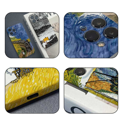 For iPhone 12 Pro Precise Hole Oil Painting Pattern PC Phone Case(Inkwash) - iPhone 12 / 12 Pro Cases by buy2fix | Online Shopping UK | buy2fix