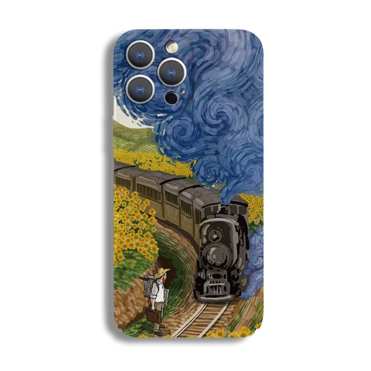 For iPhone SE 2022 / 2020 / 8 / 7 Precise Hole Oil Painting Pattern PC Phone Case(Train) - iPhone SE 2022 / 2020 / 8 / 7 Cases by buy2fix | Online Shopping UK | buy2fix