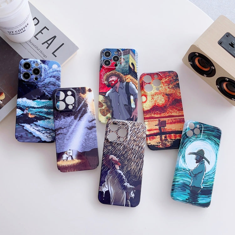 For iPhone 13 mini Precise Hole Oil Painting Pattern PC Phone Case(Thinker) - iPhone 13 mini Cases by buy2fix | Online Shopping UK | buy2fix