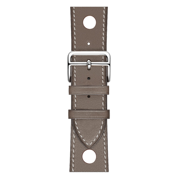 For Apple Watch Series 7 45mm / 6 & SE & 5 & 4 44mm / 3 & 2 & 1 42mm Leather Three Holes Watch Band(Grey) - Watch Bands by buy2fix | Online Shopping UK | buy2fix