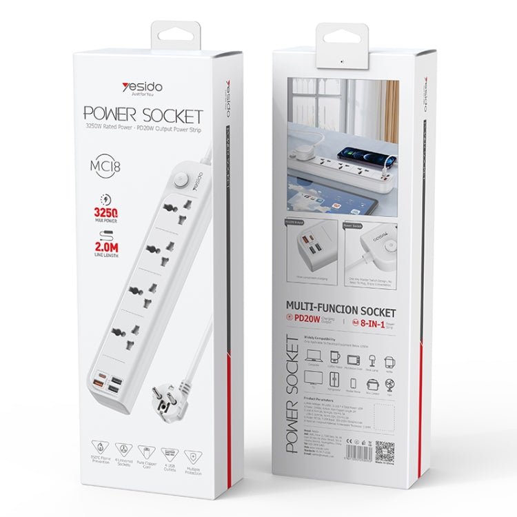 Yesido MC-18 PD 20W + QC 3.0 3250W High Power Fast Charging Socket(EU Plug) - Extension Socket by Yesido | Online Shopping UK | buy2fix