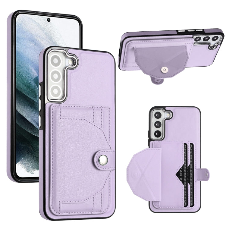 For Samsung Galaxy S22 5G Shockproof Leather Phone Case with Card Holder(Purple) - Galaxy S22 5G Cases by buy2fix | Online Shopping UK | buy2fix